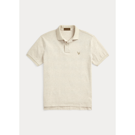 Polo T-shirt - Cream - 100% Italian cotton - brown logo